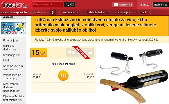 stojalo za vino v obliki vrvi